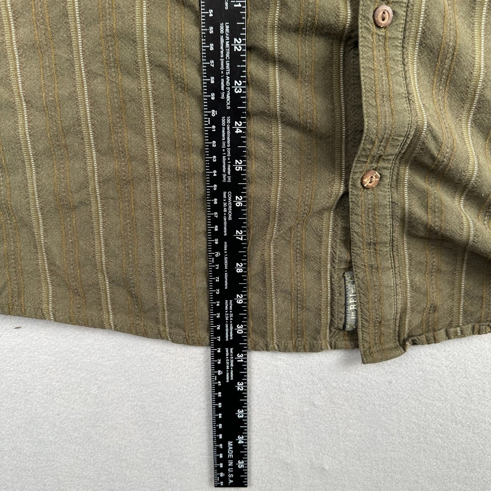 REI Mens Button‎ Down Shirt XXL Olive Green Striped Long Sleeve Cotton - Picture 13 of 14